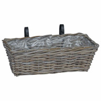 Produktbild för Hängande Planteringskorg 2 st Naturlig grå 48 x 22 x 15 cm