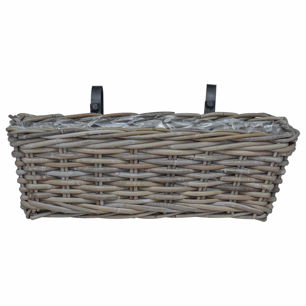 Produktbild för Hängande Planteringskorg 2 st Naturlig grå 48 x 22 x 15 cm