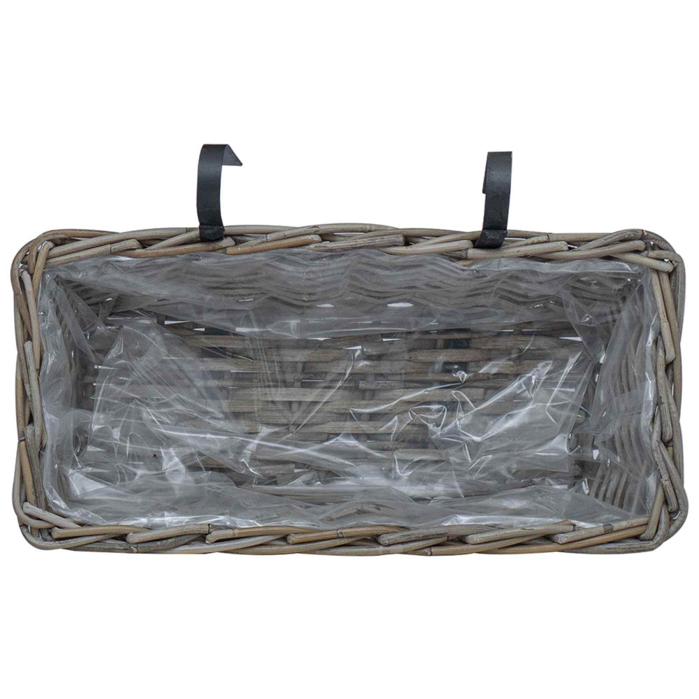 Produktbild för Hängande Planteringskorg 2 st Naturlig grå 48 x 22 x 15 cm