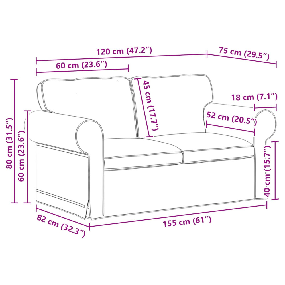 Produktbild för Soffa Mörkgrå 155 x 82 x 80 cm tyg