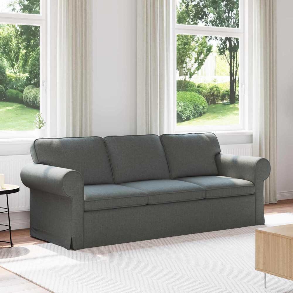 Produktbild för Soffa Mörkgrå 215 x 82 x 80 cm tyg