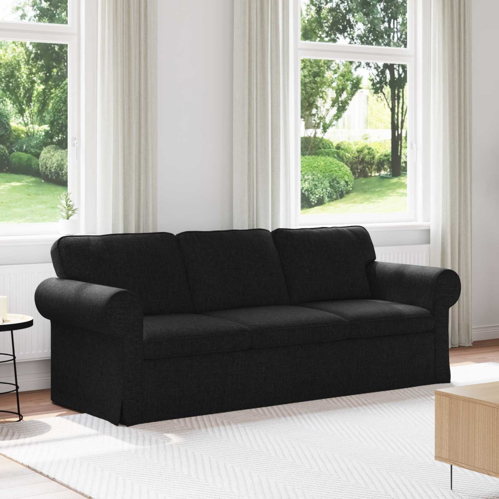 Produktbild för Soffa Svart 215 x 82 x 80 cm tyg