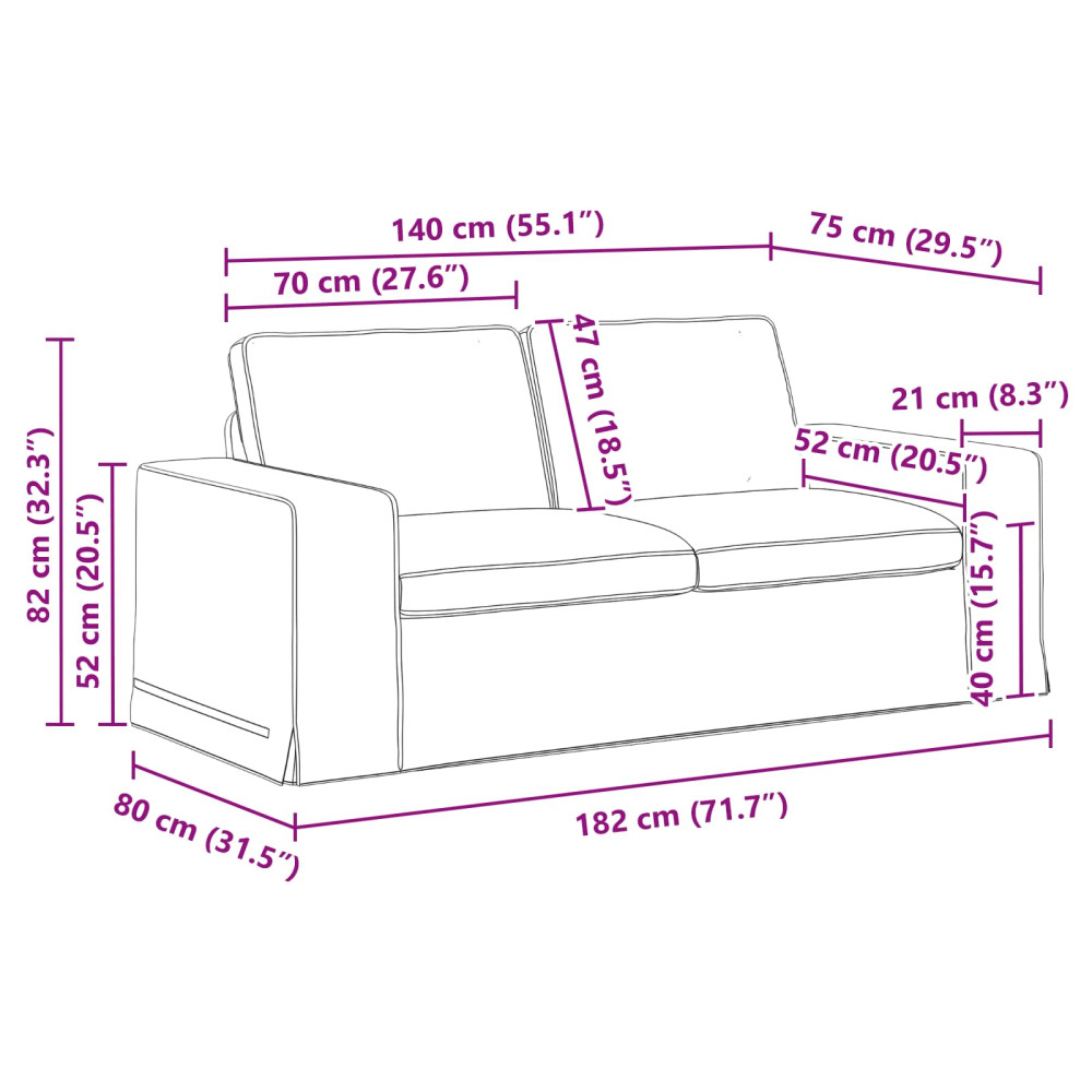 Produktbild för Soffa Ljusgrå 182 x 80 x 82 cm tyg