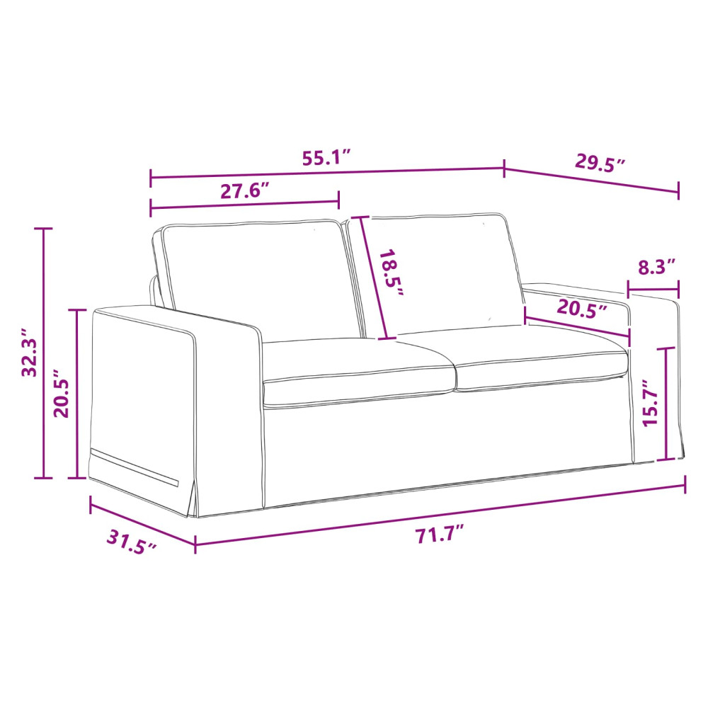 Produktbild för Soffa Mörkgrå 182 x 80 x 82 cm tyg
