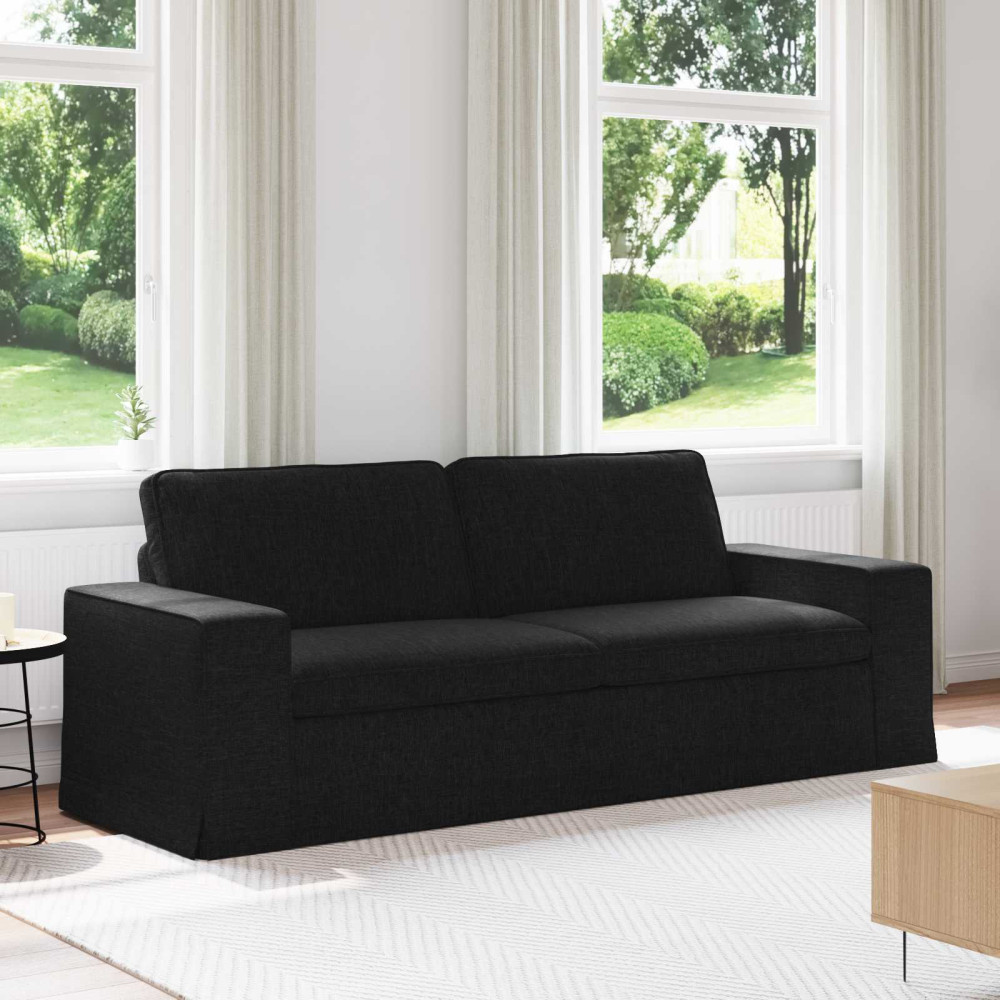Produktbild för Soffa Svart 222 x 80 x 82 cm tyg