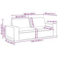 Produktbild för Soffa Svart 222 x 80 x 82 cm tyg