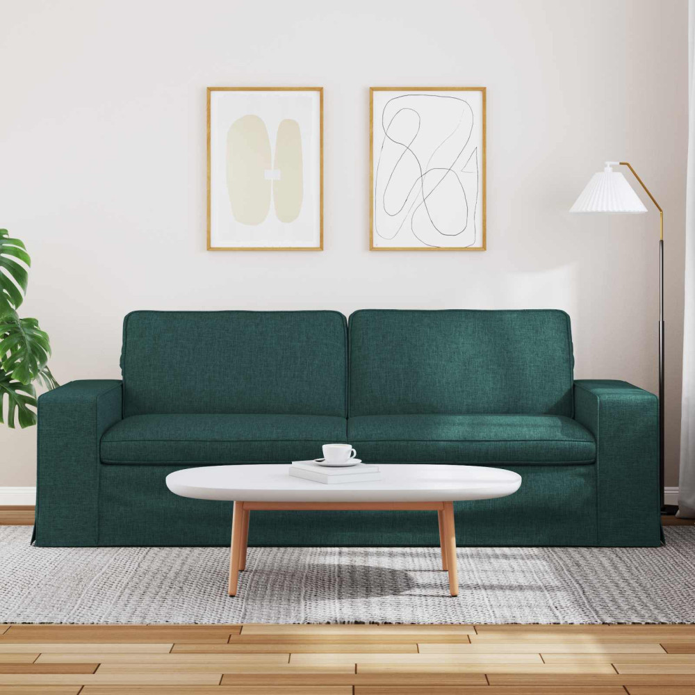 Produktbild för Soffa Mörkgrön 222 x 80 x 82 cm tyg