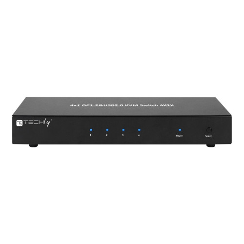 IC Intracom TECHly 4 Port DisplayPort 1.2 KVM Switch with Hub and audio - omkopplare för tangentbord/video/mus/ljud/USB - 4 portar