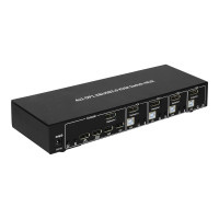 Produktbild för TECHly 4 Port DisplayPort 1.2 KVM Switch with Hub and audio - omkopplare för tangentbord/video/mus/ljud/USB - 4 portar