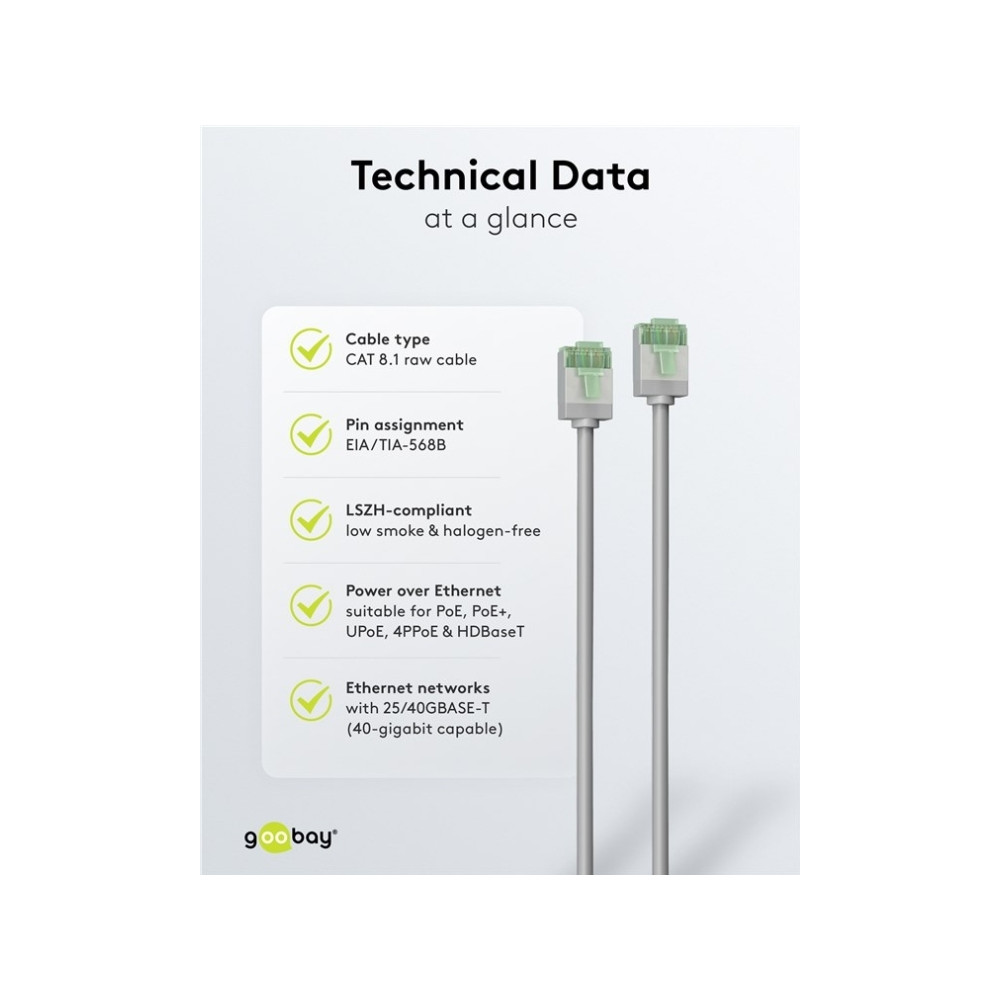 Produktbild för goobay patch-kabel - 25 cm - grå