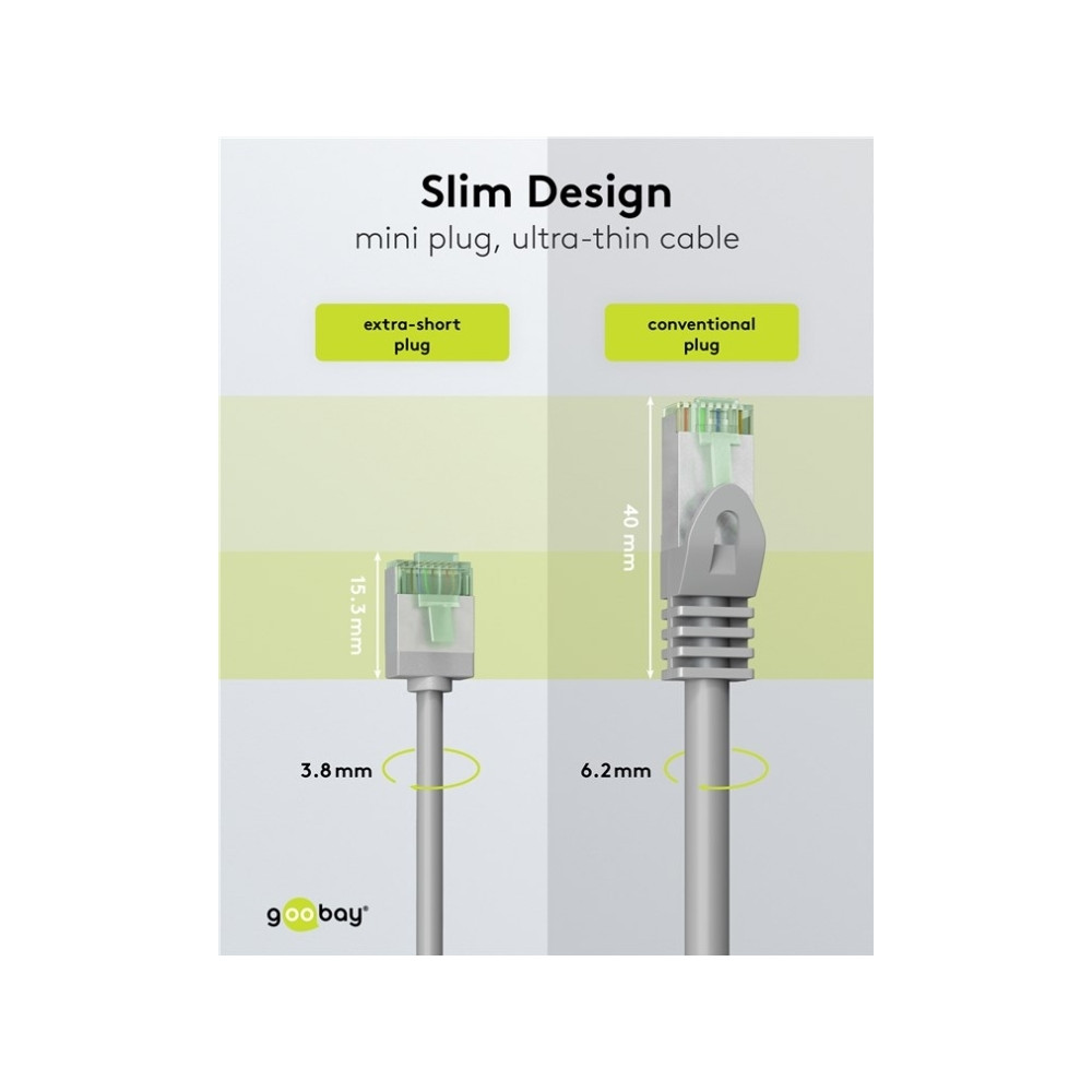 Produktbild för goobay patch-kabel - 25 cm - grå