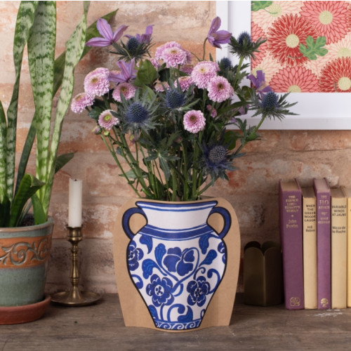 That Company Called If Cardboard Vase Sleeve - Blue & White Floral