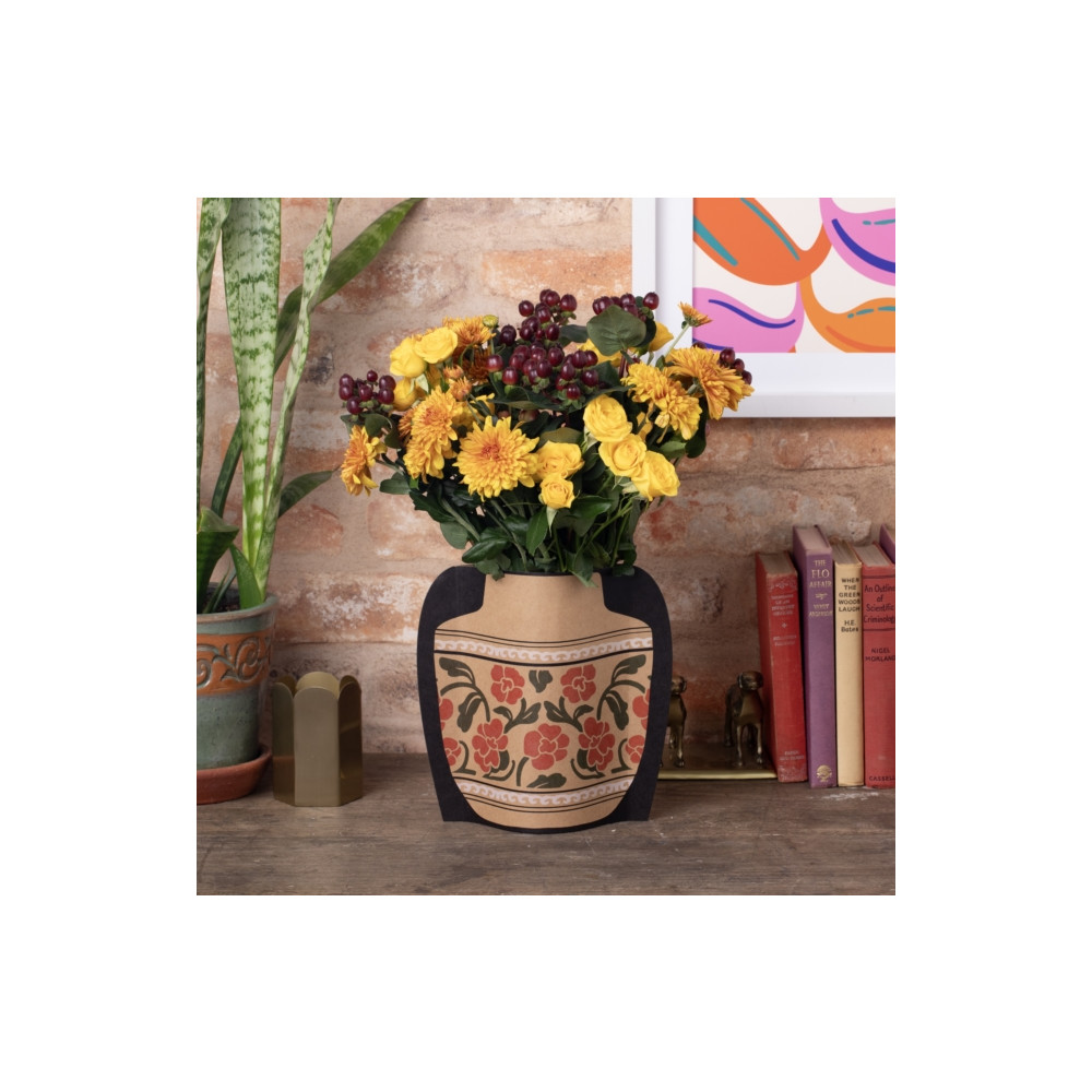 Produktbild för Cardboard Vase Sleeve - Red Floral