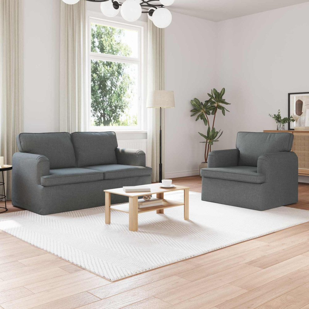 Produktbild för Soffset 2 pcs Mörkgrå 144 x 80 x 85 cm tyg