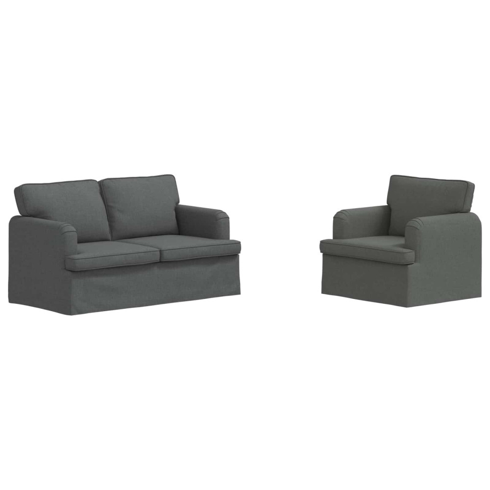 Produktbild för Soffset 2 pcs Mörkgrå 144 x 80 x 85 cm tyg