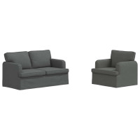 Produktbild för Soffset 2 pcs Mörkgrå 144 x 80 x 85 cm tyg