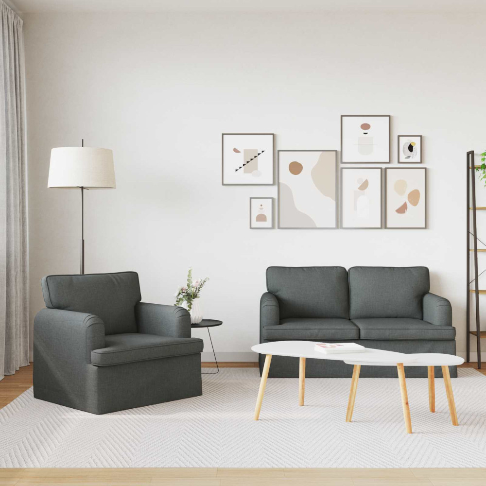 Produktbild för Soffset 2 pcs Mörkgrå 144 x 80 x 85 cm tyg