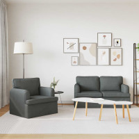 Produktbild för Soffset 2 pcs Mörkgrå 144 x 80 x 85 cm tyg