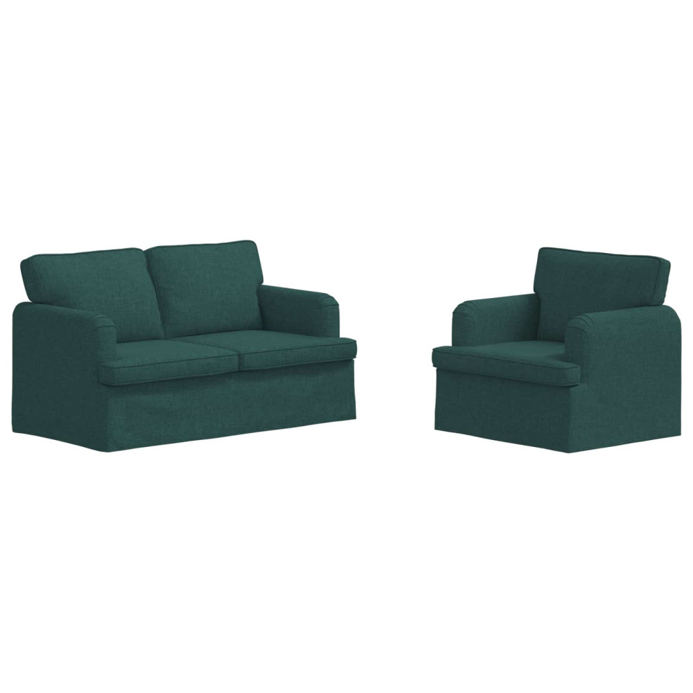 Produktbild för Soffset 2 pcs Mörkgrön 144 x 80 x 85 cm tyg