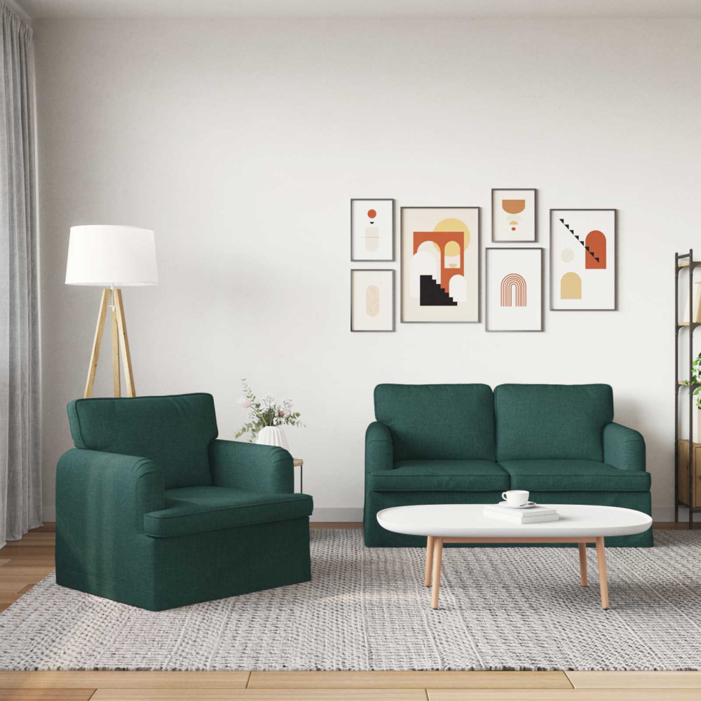Produktbild för Soffset 2 pcs Mörkgrön 144 x 80 x 85 cm tyg