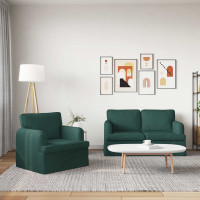Produktbild för Soffset 2 pcs Mörkgrön 144 x 80 x 85 cm tyg