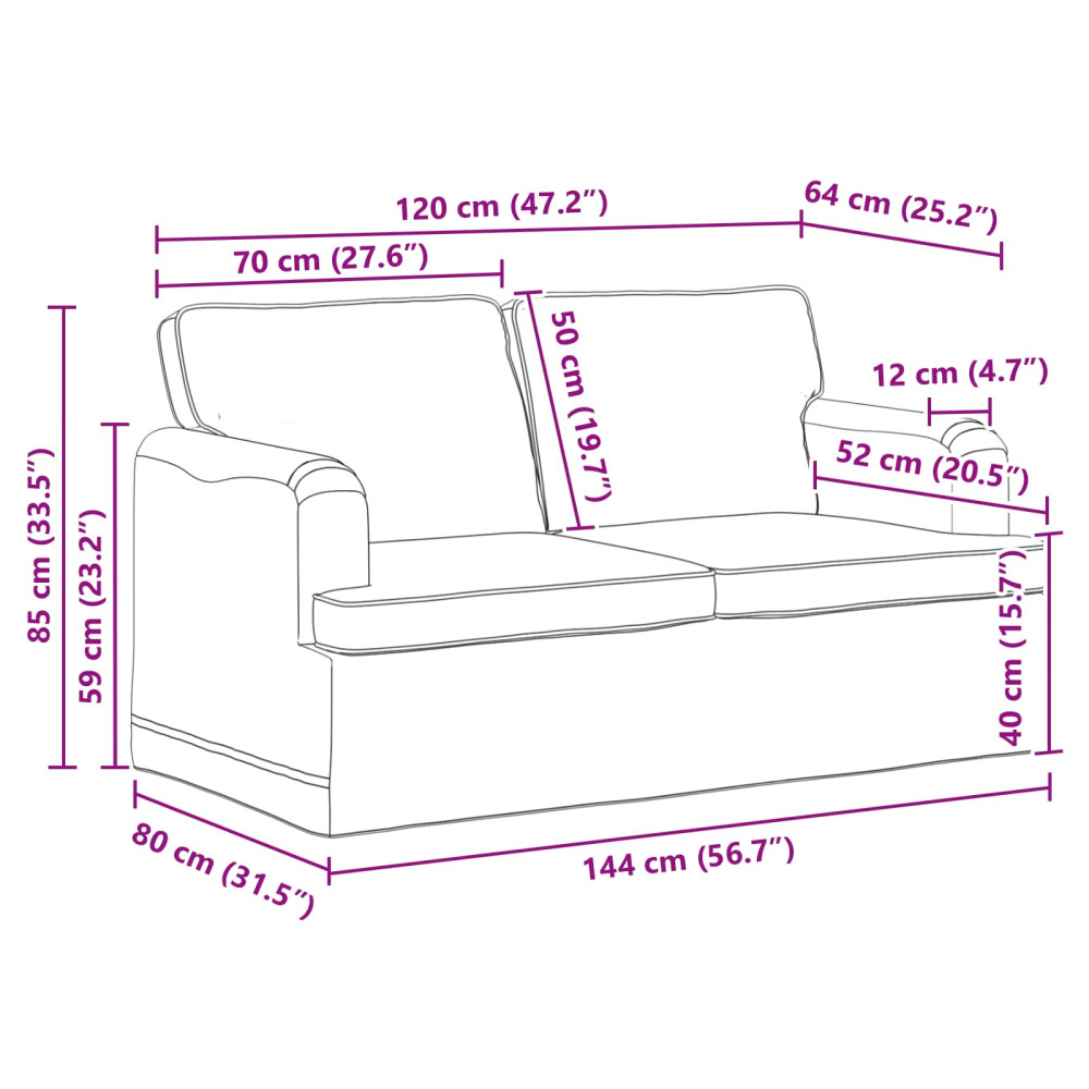 Produktbild för Soffset 2 pcs Mörkgrön 144 x 80 x 85 cm tyg