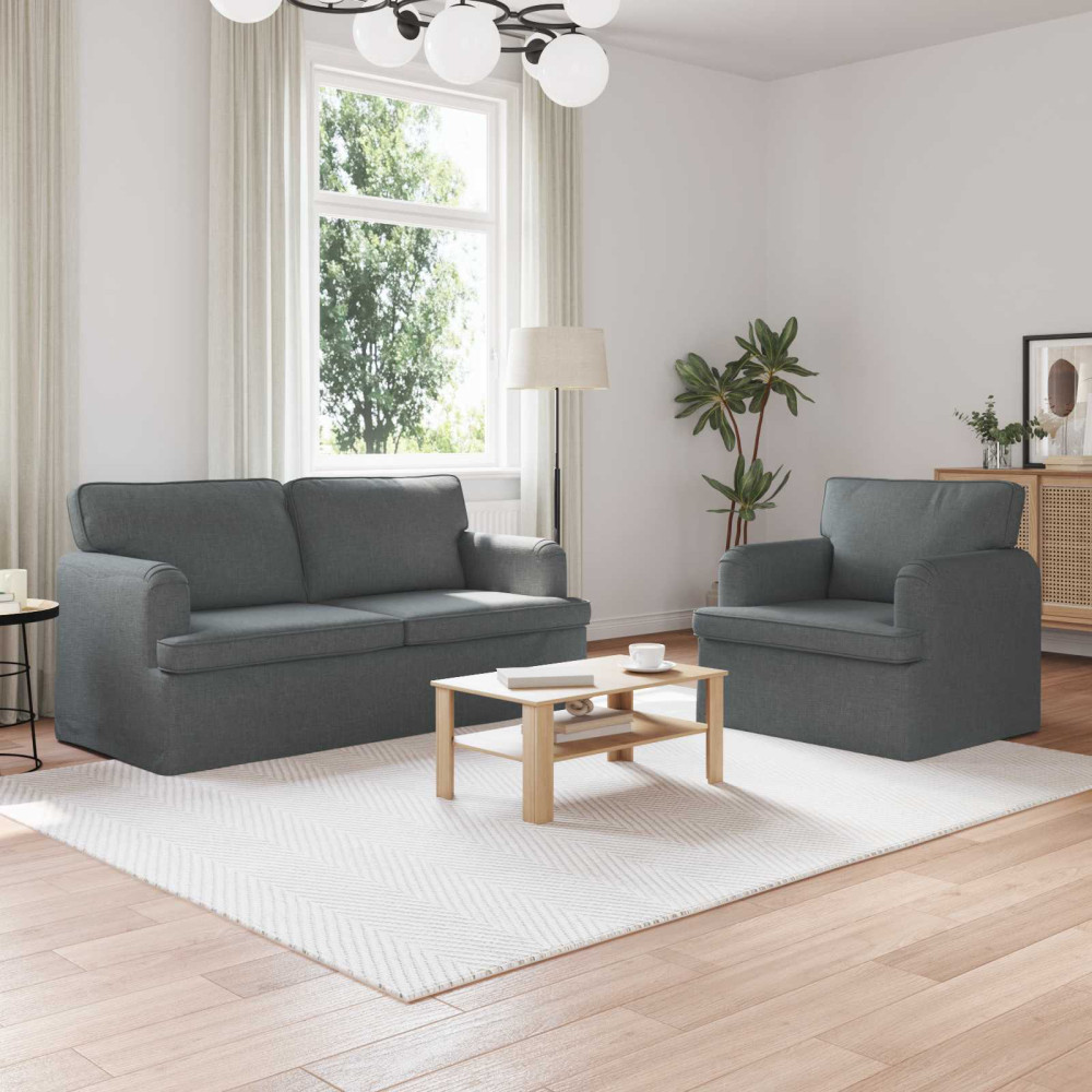 Produktbild för Soffset 2 pcs Mörkgrå 162 x 80 x 85 cm tyg