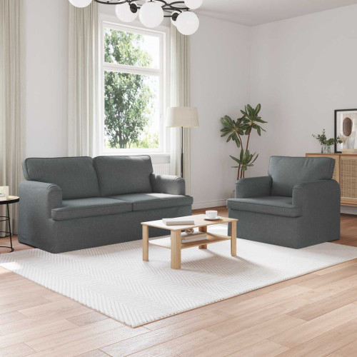 vidaXL Soffset 2 pcs Mörkgrå 162 x 80 x 85 cm tyg