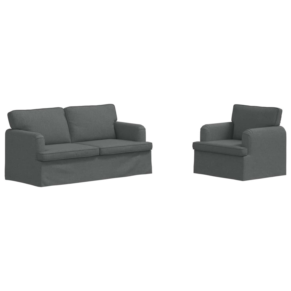 Produktbild för Soffset 2 pcs Mörkgrå 162 x 80 x 85 cm tyg
