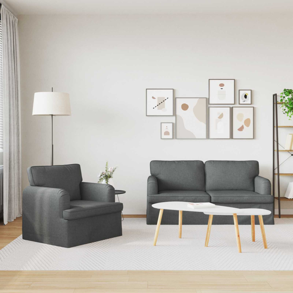 Produktbild för Soffset 2 pcs Mörkgrå 162 x 80 x 85 cm tyg