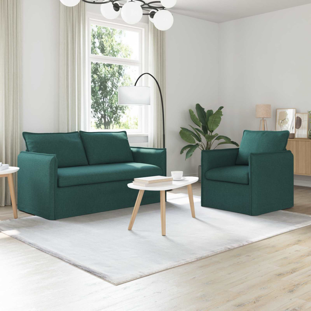 Produktbild för Soffset 2 pcs Mörkgrön 156 x 82 x 85 cm Tyg
