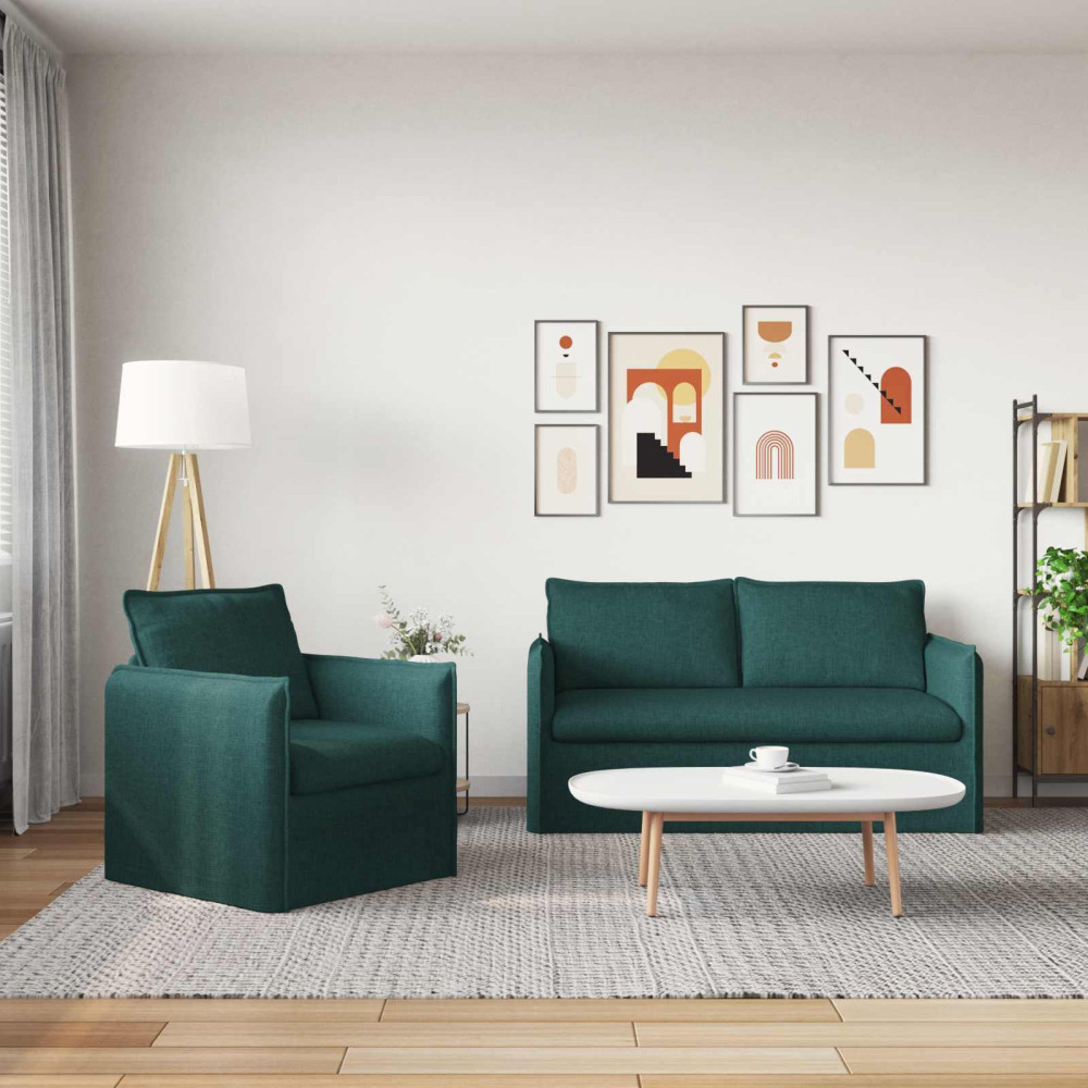 Produktbild för Soffset 2 pcs Mörkgrön 156 x 82 x 85 cm Tyg