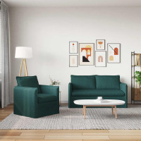 Produktbild för Soffset 2 pcs Mörkgrön 156 x 82 x 85 cm Tyg