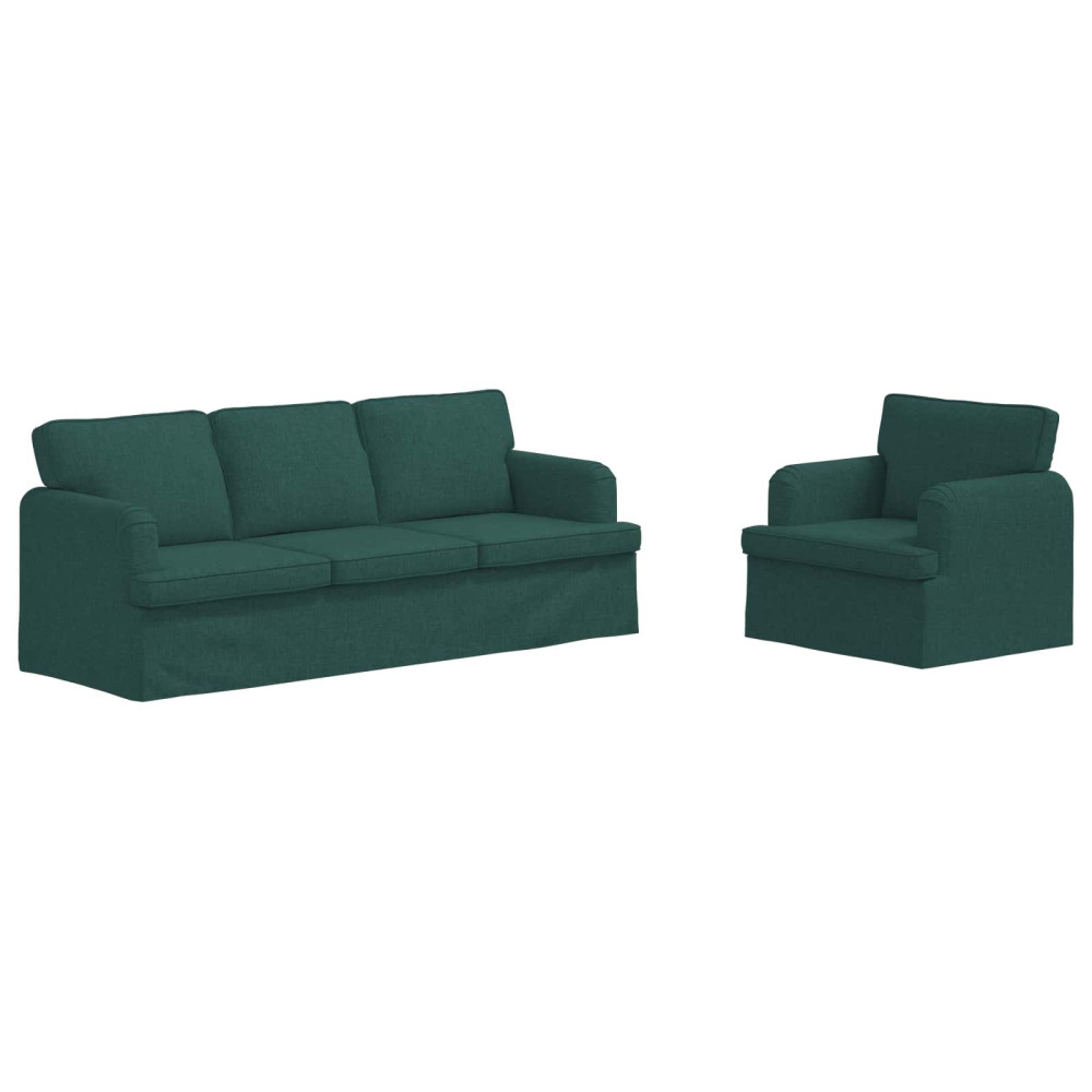 Produktbild för Soffset 2 pcs Mörkgrön 201 x 80 x 85 cm tyg