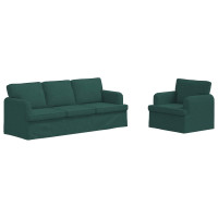 Produktbild för Soffset 2 pcs Mörkgrön 201 x 80 x 85 cm tyg