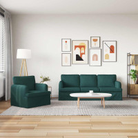 Produktbild för Soffset 2 pcs Mörkgrön 201 x 80 x 85 cm tyg