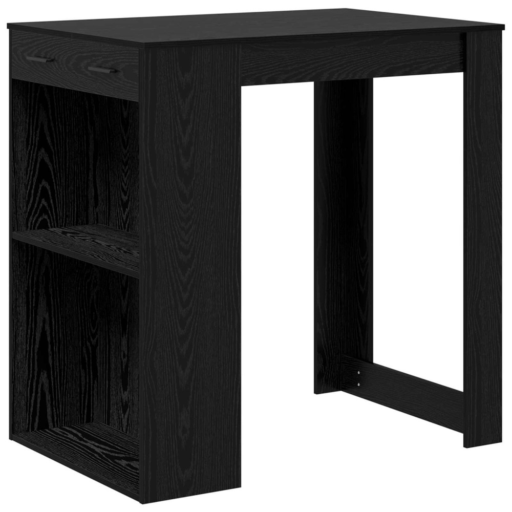 Produktbild för Barbord med låda Svart Ek 102 x 70 x 103,5 cm Konstruerat trä