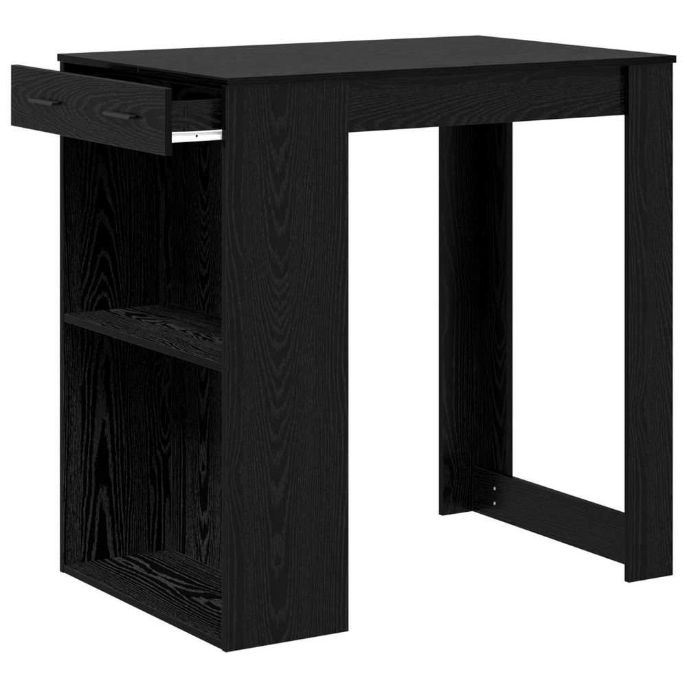 Produktbild för Barbord med låda Svart Ek 102 x 70 x 103,5 cm Konstruerat trä
