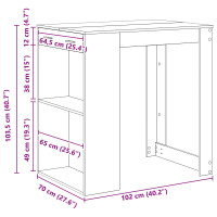 Produktbild för Barbord med låda Svart Ek 102 x 70 x 103,5 cm Konstruerat trä