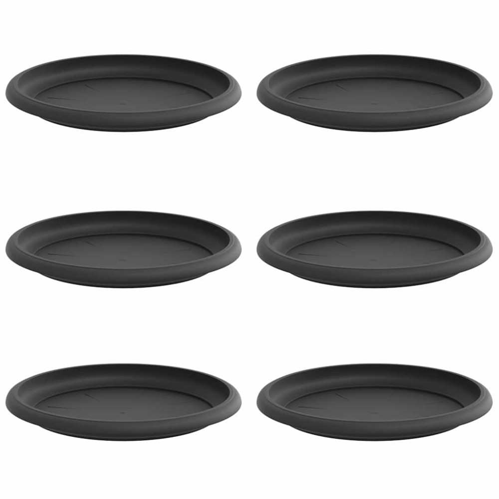 Produktbild för Rund Blomkruka 6 pcs Svart Ø 19 x 2 cm Plast