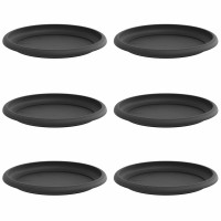 Produktbild för Rund Blomkruka 6 pcs Svart Ø 19 x 2 cm Plast