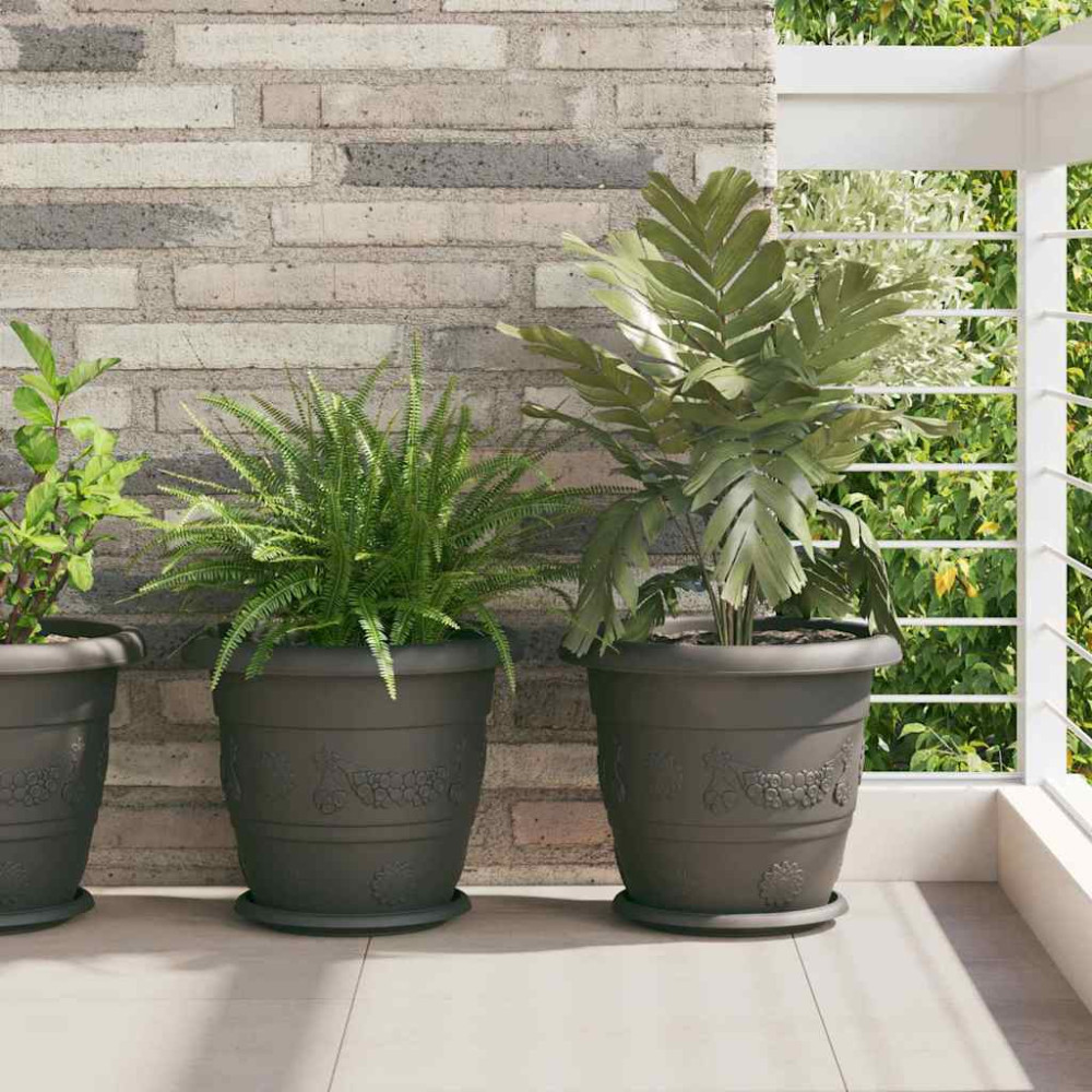 Produktbild för Rund Blomkruka 24 pcs Svart Ø 23,5 x 2,5 cm Plast