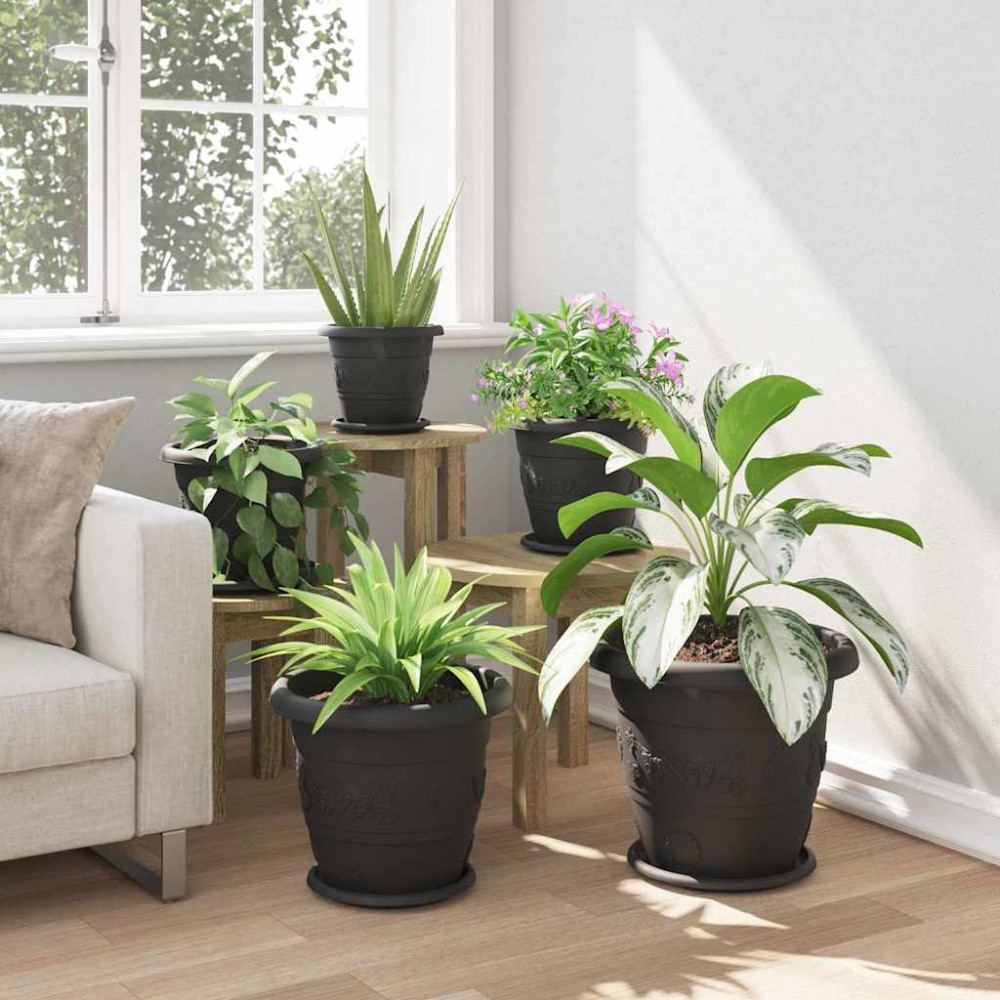 Produktbild för Rund Blomkruka 24 pcs Svart Ø 23,5 x 2,5 cm Plast
