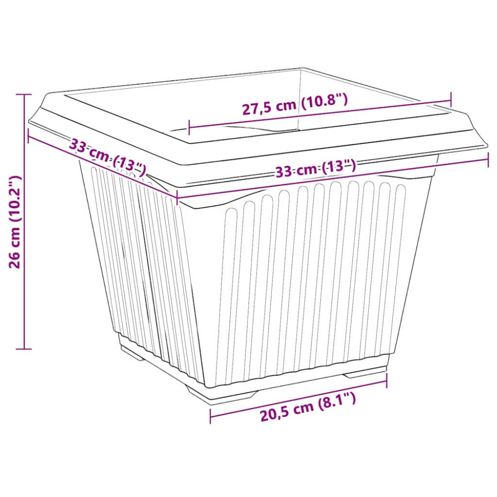 Produktbild för Kvadratisk Blomkruka 24 pcs Murgrön 33 x 33 x 26 cm Plast