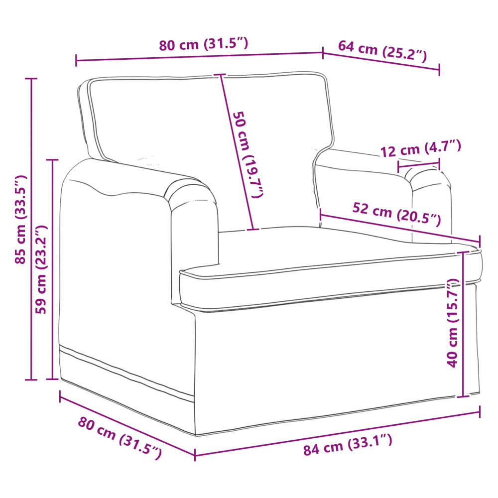 Produktbild för Soffa Blå 84 x 80 x 85 cm tyg