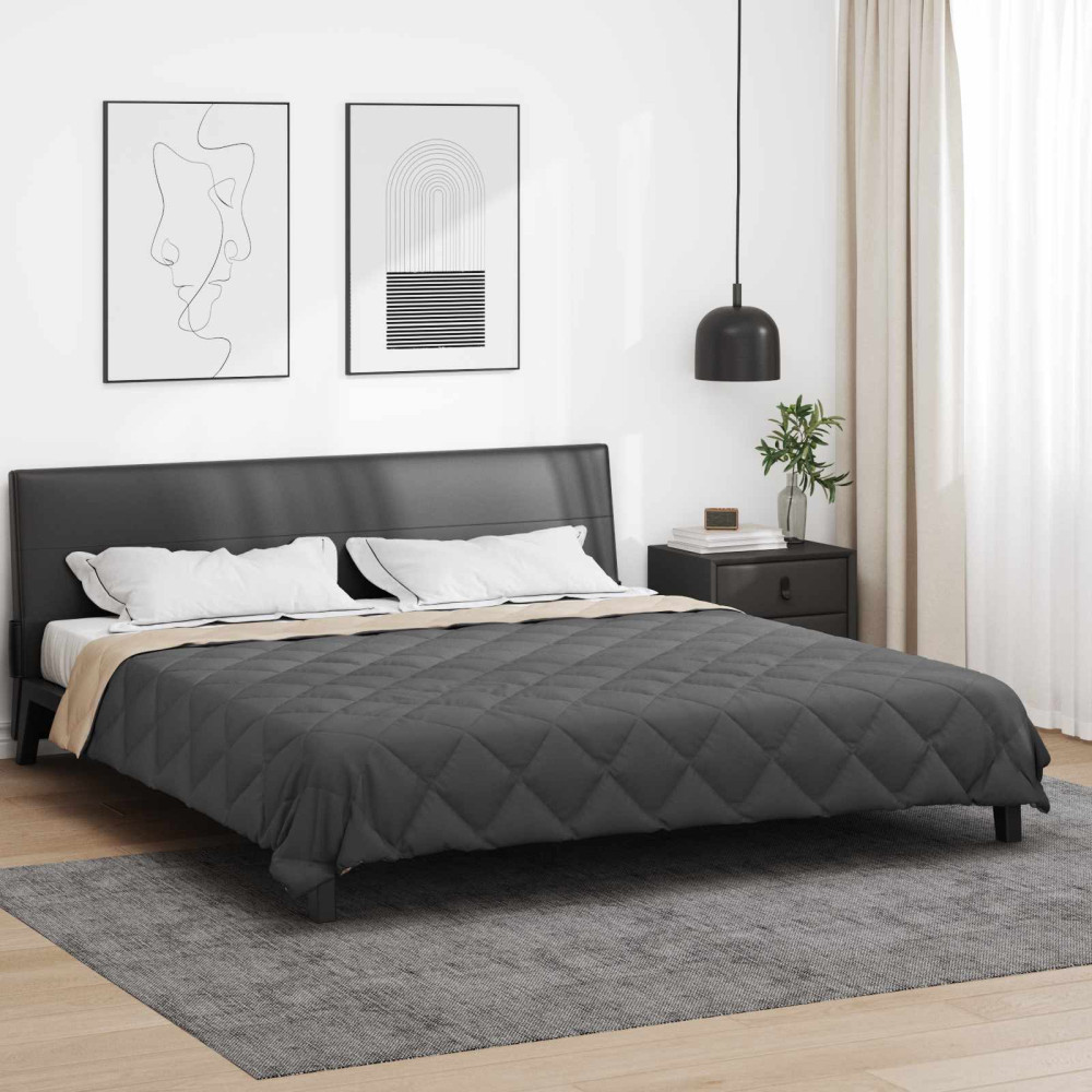 Produktbild för Full Års-Duvet Antracit och Taupe 200 x 220 cm Mikrofiber