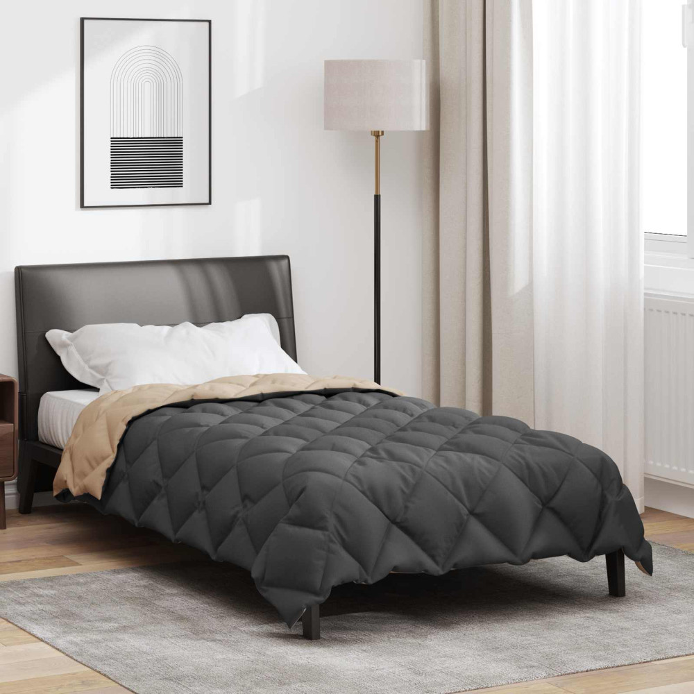 Produktbild för Vinter Täcke Antracit och Taupe 140 x 200 cm Mikrofiber