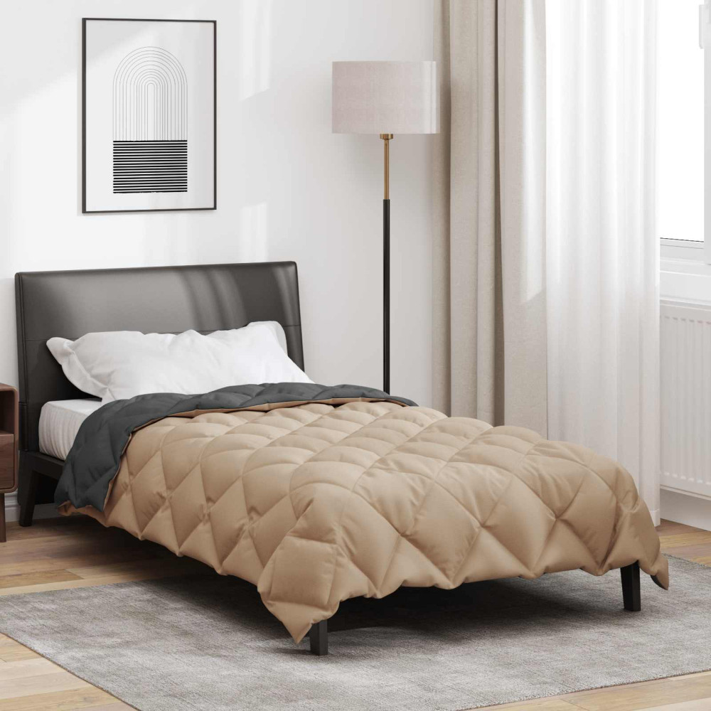 Produktbild för Vinter Täcke Antracit och Taupe 140 x 200 cm Mikrofiber