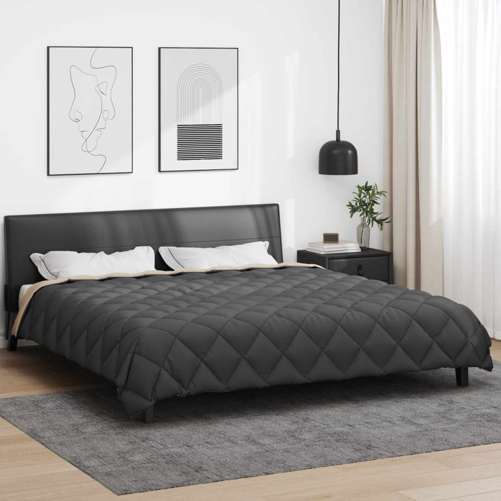 Produktbild för Vinter Täcke Antracit och Taupe 200 x 240 cm Mikrofiber