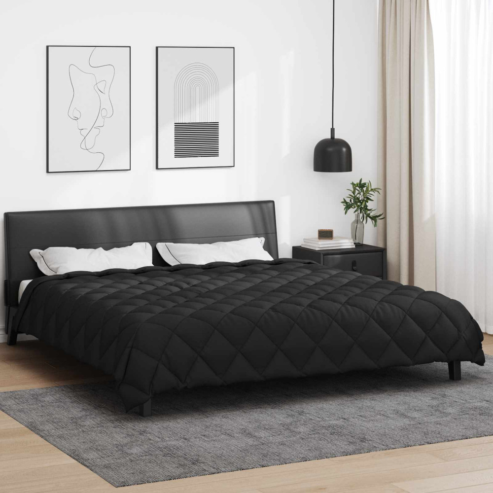 Produktbild för Vinter Täcke Svart 200 x 220 cm Mikrofiber